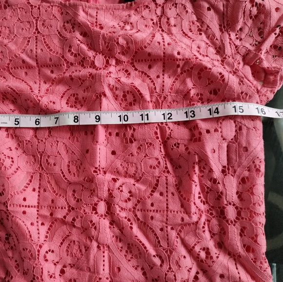 Coral Lace Lined Sheath Dress - Picture 5 of 7